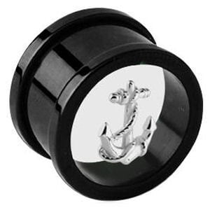 Blackline Threaded Floating Charm Tunnel - Anchor