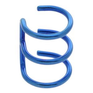 Blue Titanium Clip On Ear Cuff - 3 Rings