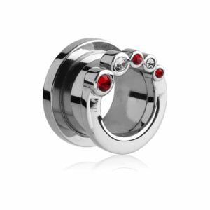 Bubble Jewel Threaded Steel Flesh Tunnel - Red <span class="custom location">- 31B09UK</span>