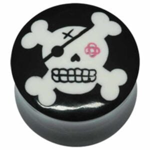 Buffalo Horn Plug - Mexican Skull & Crossbones