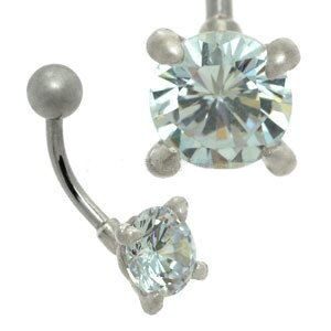 Claw Set CZ Silver and Steel Belly Bar