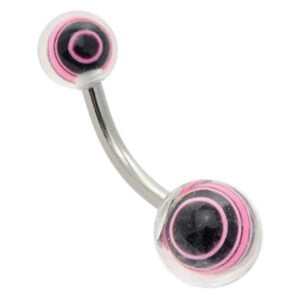 Clear Ball Banana Bell - Black & Pink Stripes