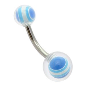 Clear Ball Banana Bell - Blue Stripes