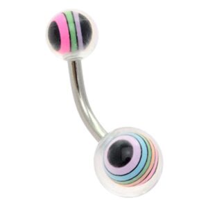 Clear Ball Banana Bell - Multi Colour Stripes
