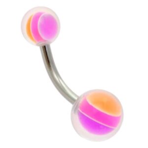 Clear Ball Banana Bell - Orange & Pink Stripes