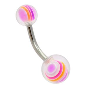 Clear Ball Banana Bell - Orange & Purple Stripes