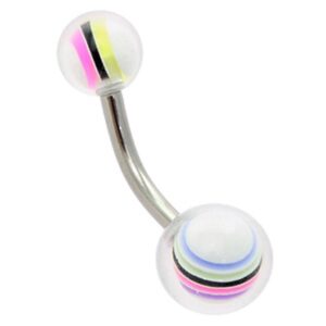 Clear Ball Banana Bell - Pale Muti Coloured Stripes