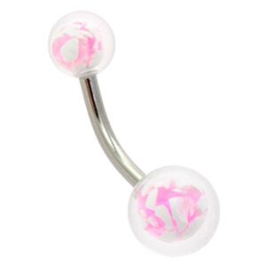 Clear Ball Banana Bell - Pink & White Swirl