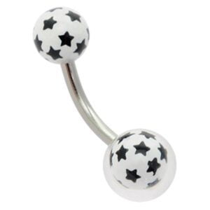 Clear Ball Banana Bell - White With Black Stars