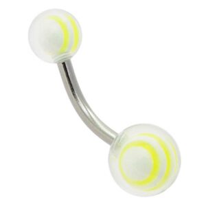 Clear Ball Banana Bell - Yellow Stripes