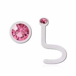 Clear Bio-Flex Jewelled Nose Stud - Pink