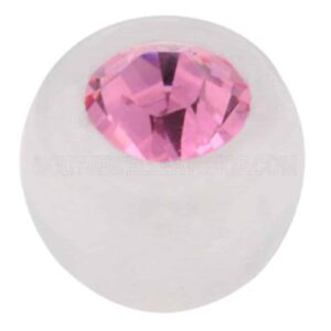 Clear Bio-Flex Jewelled Push-Fit Ball - Pink