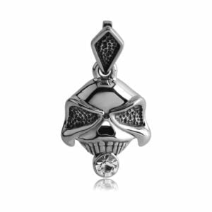 CZ & Stainless Steel Skull Pendant