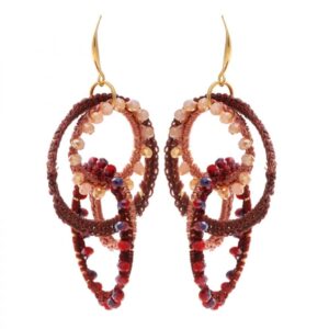 Springtime Dark Brown Beaded Earrings