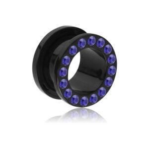 Darkside Black Acrylic Jewelled Flesh Tunnel