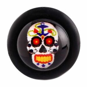 Dia De Los Muertos Fake Ear Plug - Black
