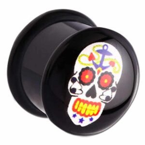 Dia De Los Muertos Flesh Plug - Black