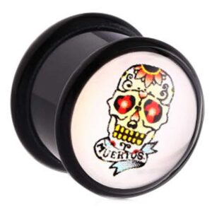 Dia De Los Muertos Flesh Plug - Skull