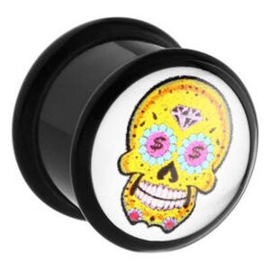 Dia De Los Muertos Flesh Plug - White