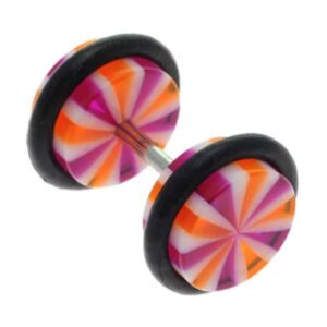 Fake Flesh Plug - Red Orange Wheel