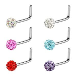 FERIDO Ball Surgical Steel L Bend Nose Stud