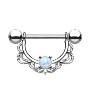 Filigree Drop Opal Surgical Steel Nipple Shield