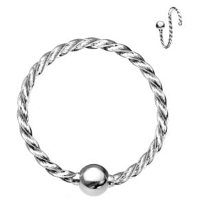 Fixed Ball Twisted Surgical Steel Hoop Ring