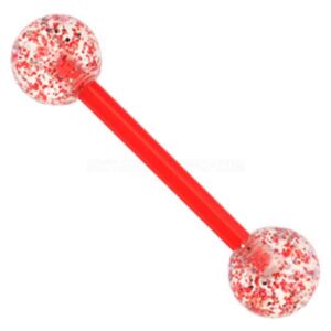 Flexible Glitter UV Barbell - Red