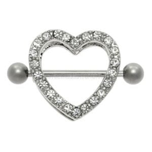 Gem Paved Heart Nipple Shield - Crystal Clear