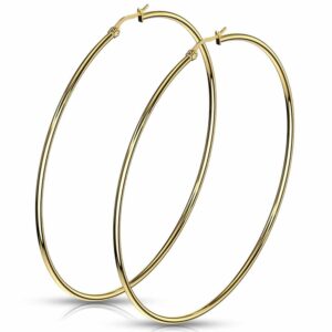 Gold Ionic Plated Round Hoop Earrings