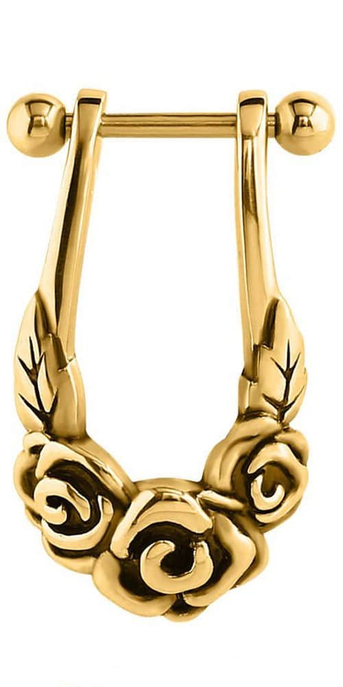 Gold Plated Cartilage Shield - Flowers
