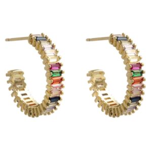 Rainbow Rhinestone Gold Plated Earrings