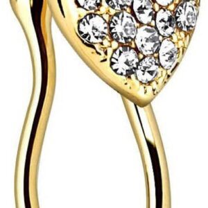 Gold Plated Crystal Heart Nose Clip