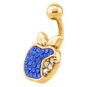 Gold Plated Crystalline Jewelled Navel Banana Bell