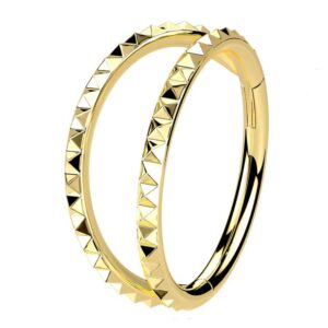 Gold Plated Hinged Segment with Double Lined Pyramid Cuts