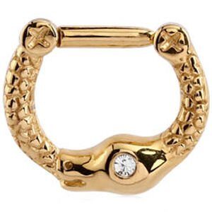 Gold Plated Jewelled Hinged Septum Clicker Ring - Snake <span class="custom_location">- 101A279</span>