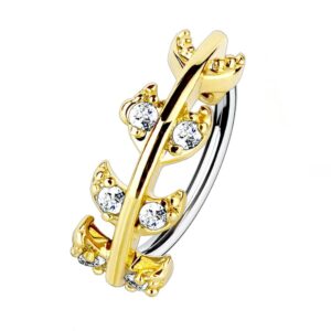 Gold Plated Jewelled Vine Nose Ring - Clear