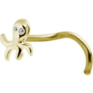 Gold Plated Octopus Curved Nose Stud