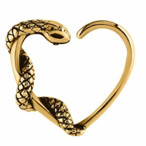 Gold Plated Open Heart Seamless Ring - Snake