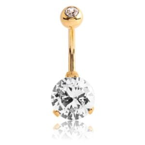 Titanium IP Surgical Steel CZ Double Jewelled Banana Bell - Crystal