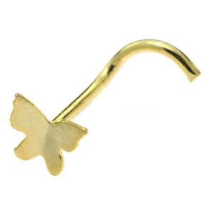 Gold Plated Sterling Silver Nose Stud - 3D Butterfly