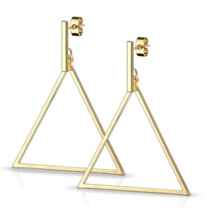 Gold Plated Square Bar and Large Triangle Earrings