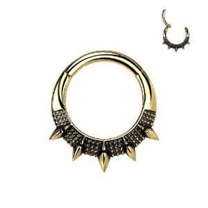 Gold Plated Surgical Steel Spiked Septum Hinge Ring
