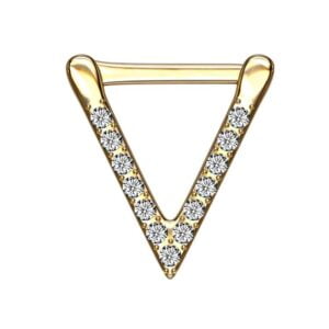 Gold Plated Surgical Steel Triangle Clicker CZ Paved for Septum - Clear