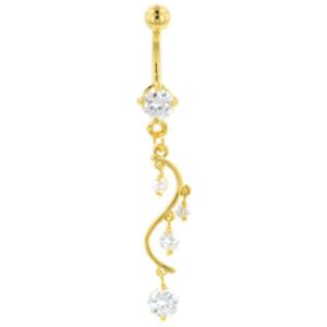 Gold Plated Vine Dangle Banana Bell - Clear