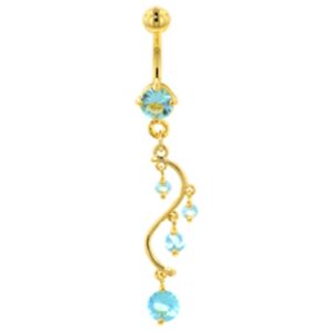 Gold Plated Vine Dangle Banana Bell - Light Blue