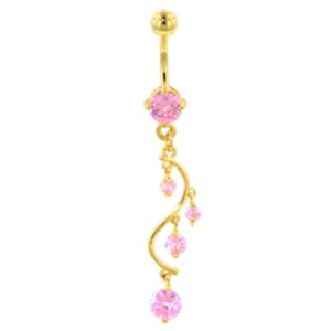 Gold Plated Vine Dangle Banana Bell - Pink