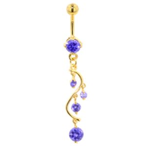 Gold Plated Vine Dangle Banana Bell - Purple