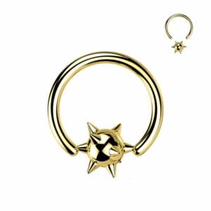 Gold Spiked Ball Surgical Steel Captive Bead Ring