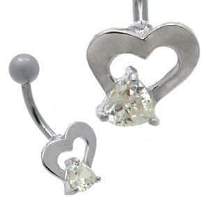 Heart Bell Belly Bar - Clear